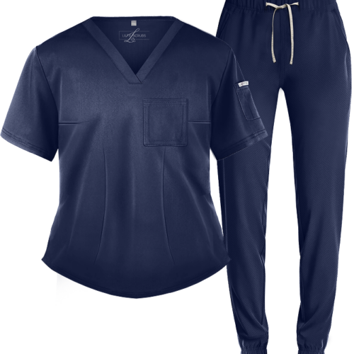 Navy Blue Jogger Scrub Set