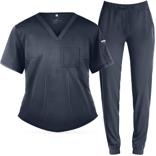 Dark Grey Jogger Scrub Set
