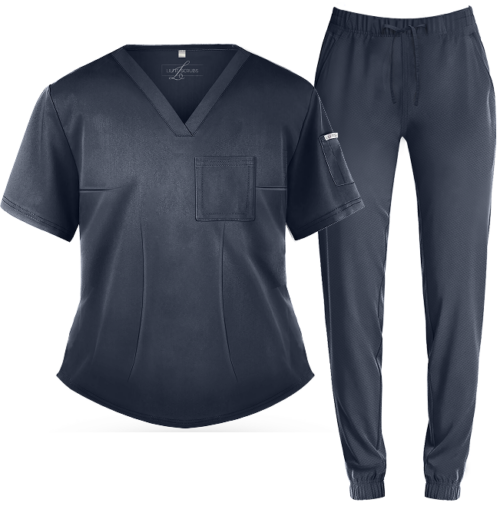 Dark Grey Jogger Scrub Set