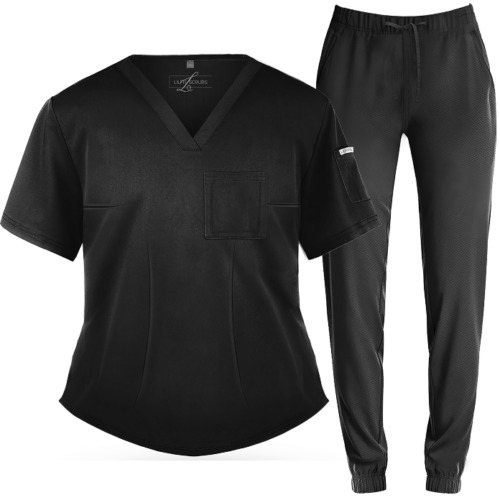 Black Jogger Scrub Set