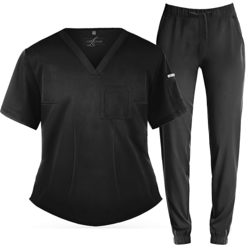 Black Jogger Scrub Set