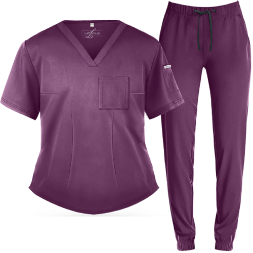 Plum Jogger Scrub Set