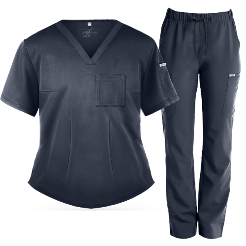 Dark Grey Straight-Leg Scrub Set