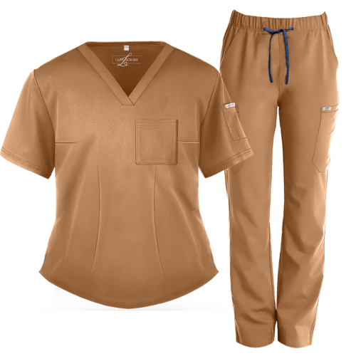 Orange Straight-Leg Scrub Set