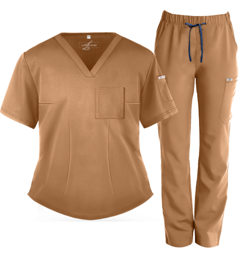 Orange Straight-Leg Scrub Set