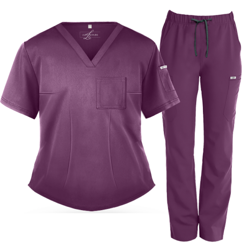 Plum Straight-Leg Scrub Set